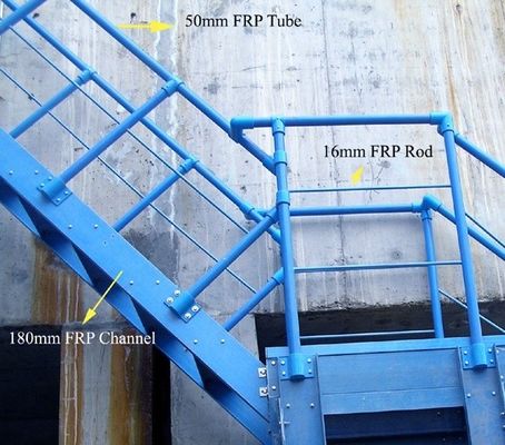 Long-Lasting Support Industrial Design GRP Fiberglass Walkway Handrail with Kickplate