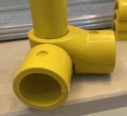 Yellow GRP Handrail Fittings Elbow Tee Cross Angle Tube Connector for Handrail System
