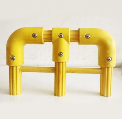 Yellow GRP Handrail Fittings Elbow Tee Cross Angle Tube Connector for Handrail System