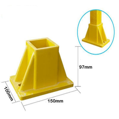 Pultruded 50mm Square Tube FRP Handrail Fence Post Base with Cutting Capability