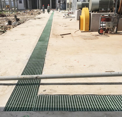 Fiberglass Trench Drain Cover Grating Walkway for Chemical Plant Wastewater Treatment