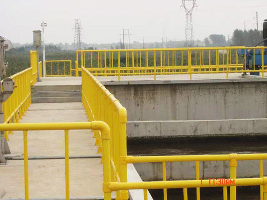 Industrial Design Flooring Mounted 50MM Round FRP Handrail for Sewage Treatment Plant