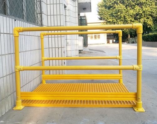 Industrial Design Flooring Mounted 50MM Round FRP Handrail for Sewage Treatment Plant