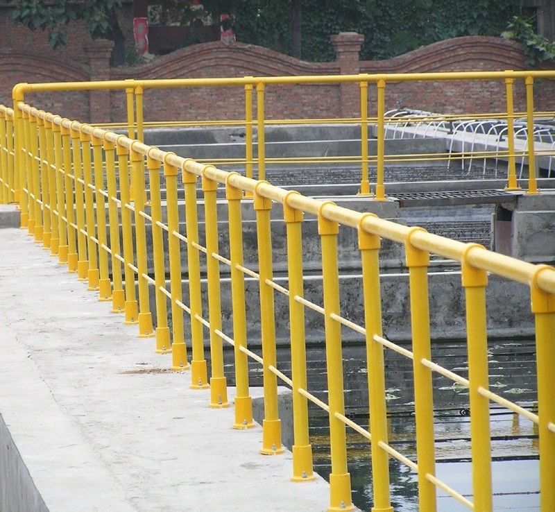 Industrial Design Flooring Mounted 50MM Round FRP Handrail for Sewage Treatment Plant